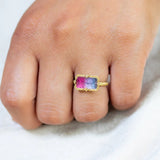 Rectangular Watermelon Tourmaline Ring