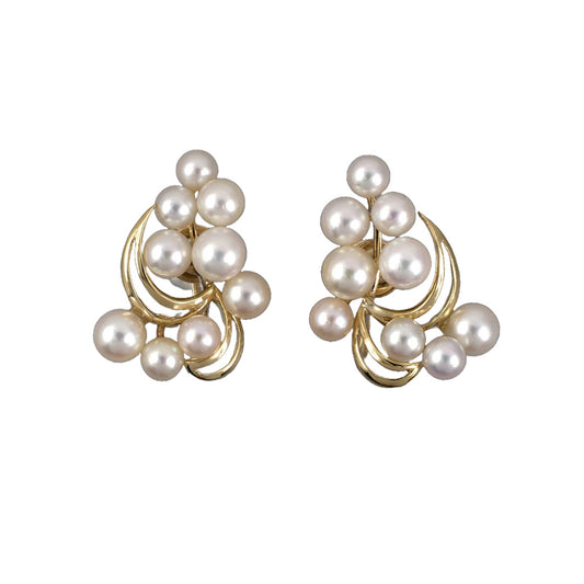 Estate Mikimoto Pearl Floral Spray Earrings