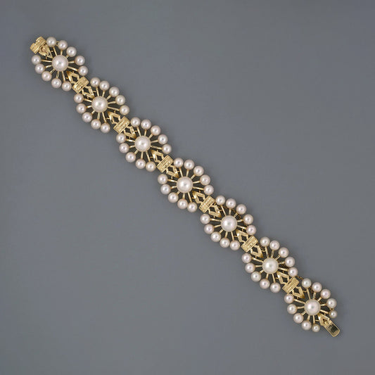 Mikimoto Pearl Floral Cluster Link Bracelet