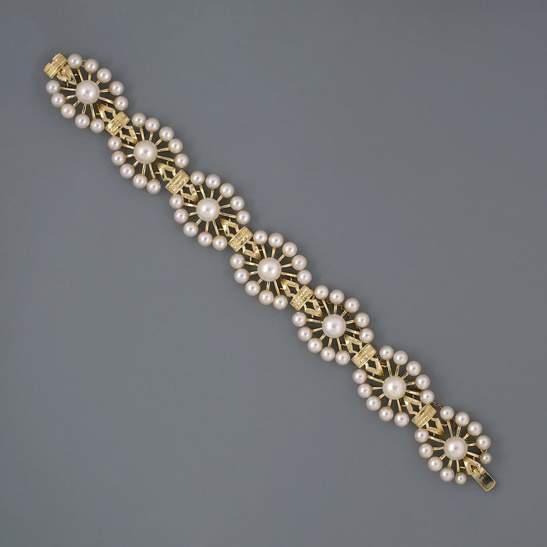 Mikimoto Pearl Floral Cluster Link Bracelet