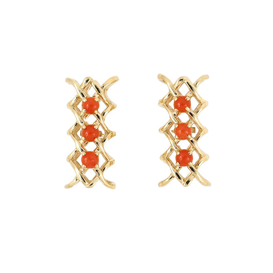 Coral & Gold Cuff Links