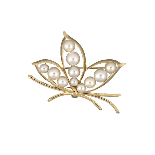 Estate Mikimoto Akoya Pearl Floral Bow Pin