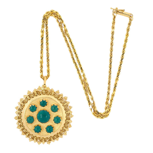 Turquoise Circular Pendant Necklace
