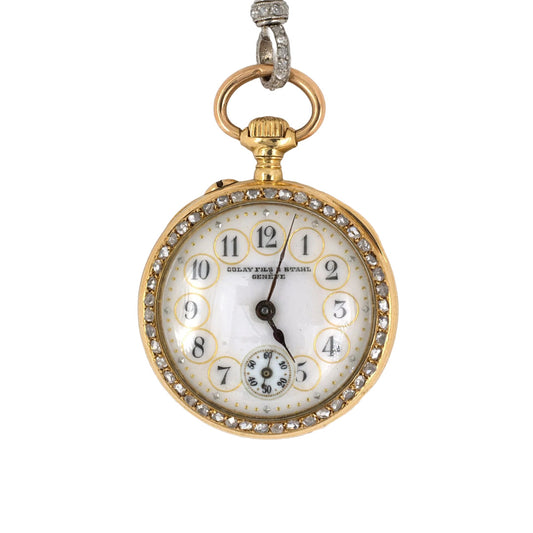 Golay Fils & Stahl Art Nouveau Diamond Pendant Watch