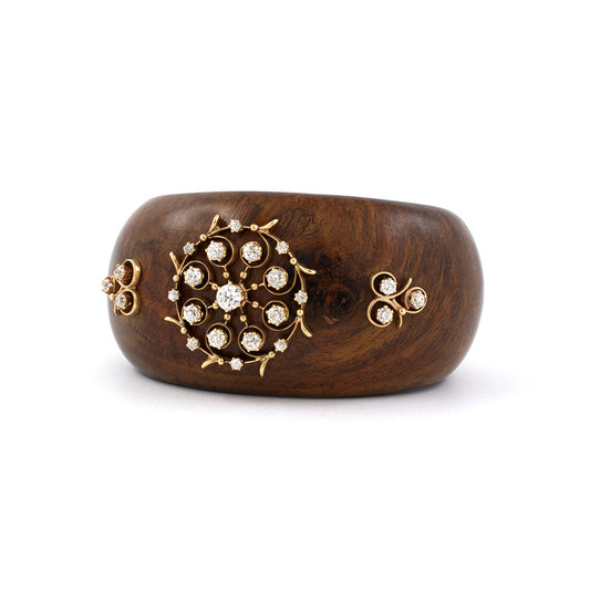 Estate Victorian Diamond Wood Cuff Bracelet