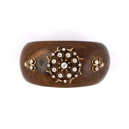 Victorian Diamond Wood Cuff Bracelet