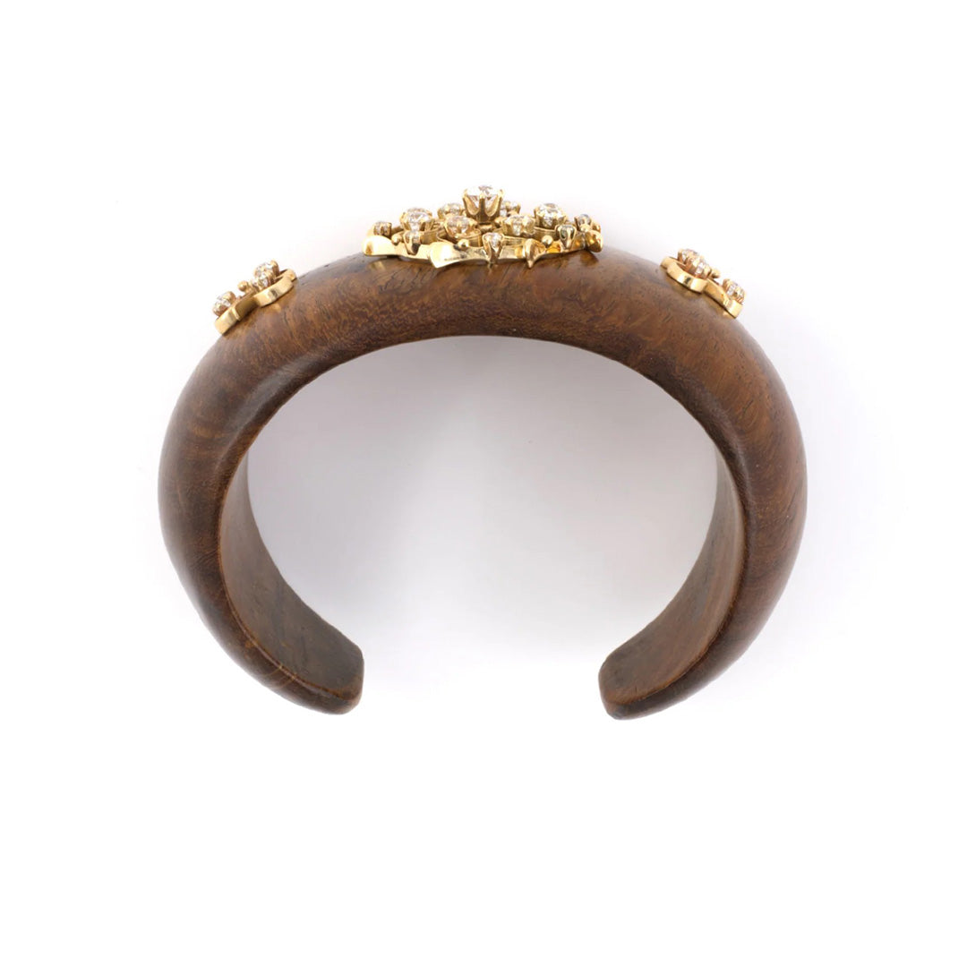 Victorian Diamond Wood Cuff Bracelet