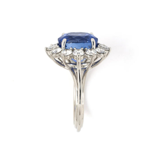 Ceylon Sapphire & Diamond Cluster Ring