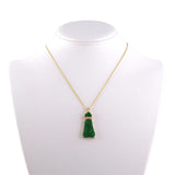 Green Jadeite Carved Floral Pendant Necklace