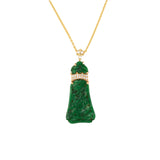 Green Jadeite Carved Floral Pendant Necklace