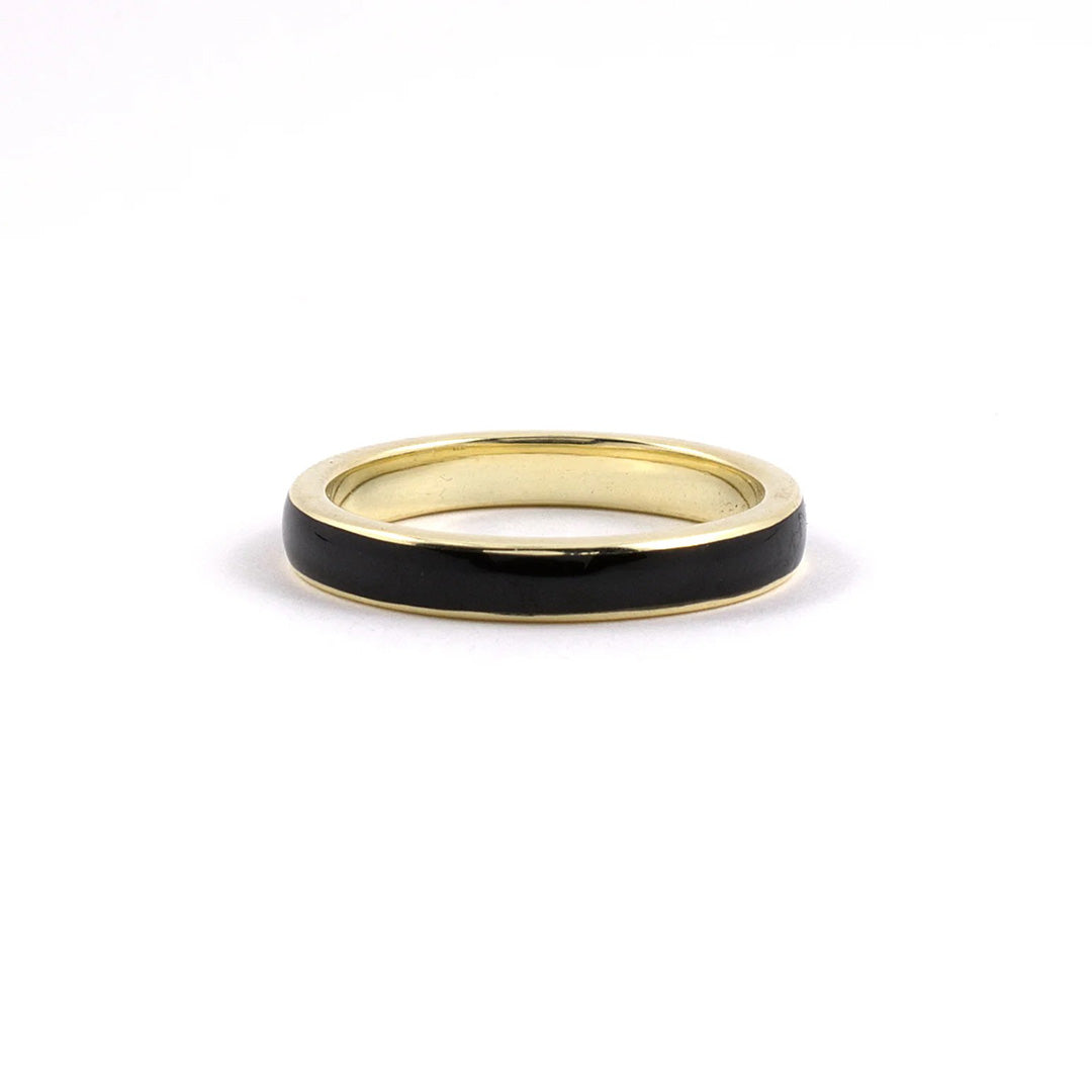 Estate Black Enamel Wedding-Band Guard Ring