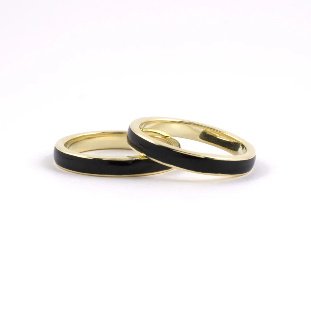 Black Enamel Wedding-Band Guard Ring