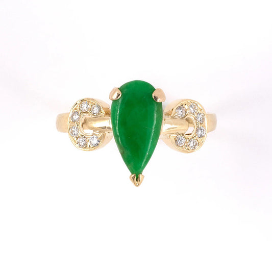 Green Jadeite & Diamond Engagement Ring