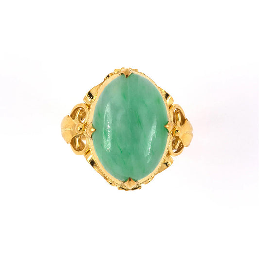 Green Jadeite Open Scroll Ring