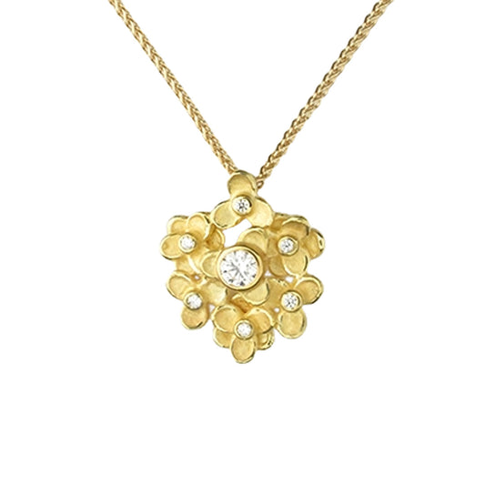 Barbara Heinrich Round Trillium Cluster & Diamond Pendant Necklace