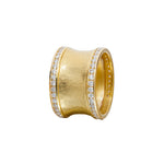 Barbara Heinrich Hammered Gold & Diamond Wide Band Ring