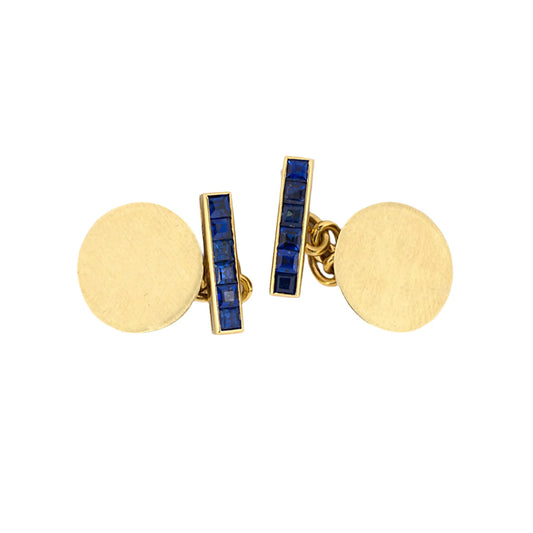 Estate Yard Sapphire Disc Cuff Links