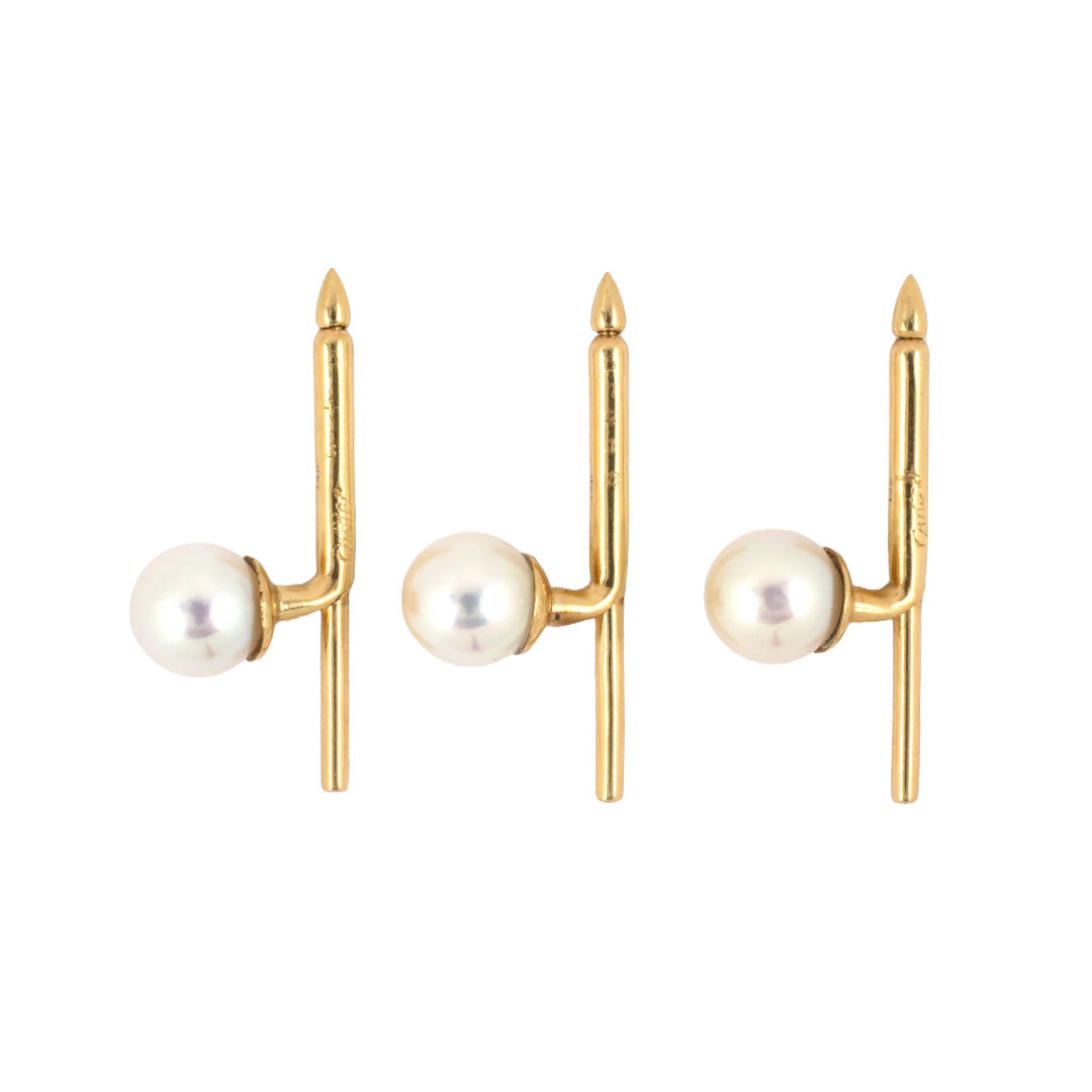 Estate Cartier Pearl 3-Piece Shirt Stud Buttons