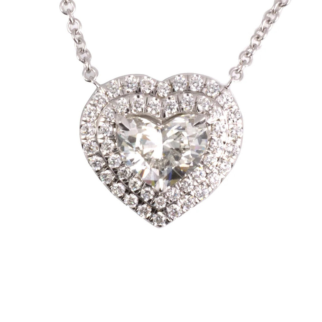 Diamond Heart-Shaped Cluster Pendant Necklace