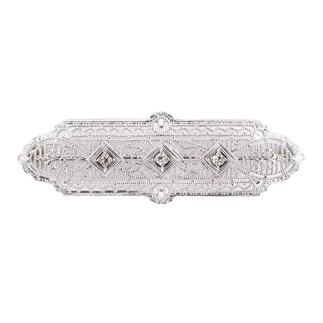 Estate Art Deco Diamond & Platinum Filigree Pin