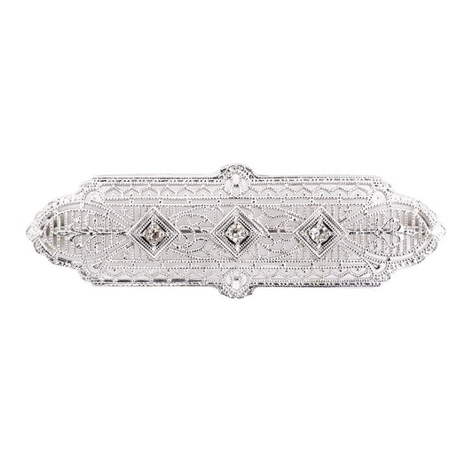 Estate Art Deco Diamond & Platinum Filigree Pin