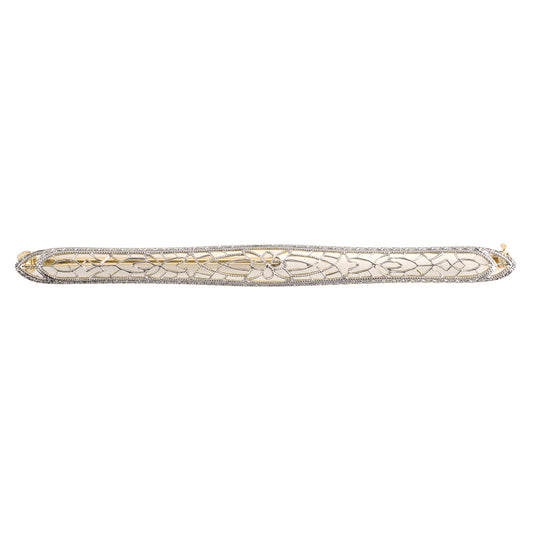 Estate Edwardian Platinum Filigree Bar Pin