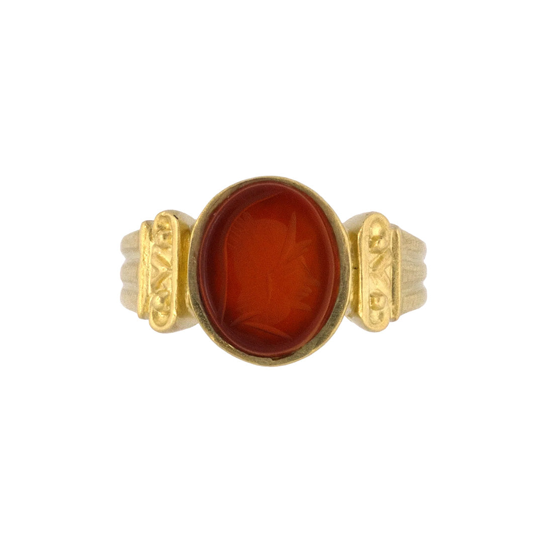 Carnelian Carved Knight Intaglio Ring