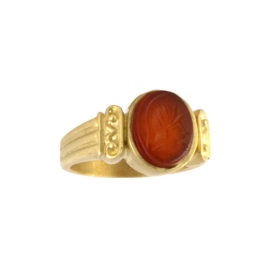 Estate Carnelian Carved Knight Intaglio Ring