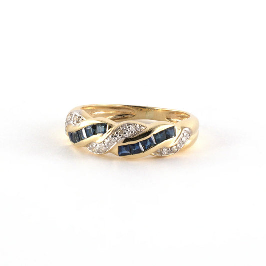 Estate Sapphire & Diamond Woven Ring