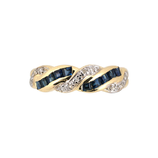 Sapphire & Diamond Woven Ring