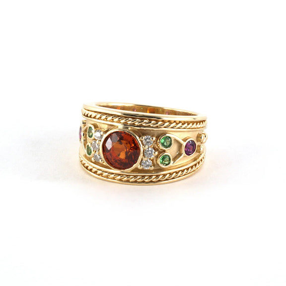 Estate Spessartite, Tsavorite & Rhodolite Garnet Ring