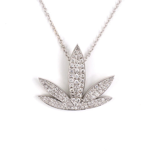 Estate Pavé Diamond Leaf Pendant Necklace