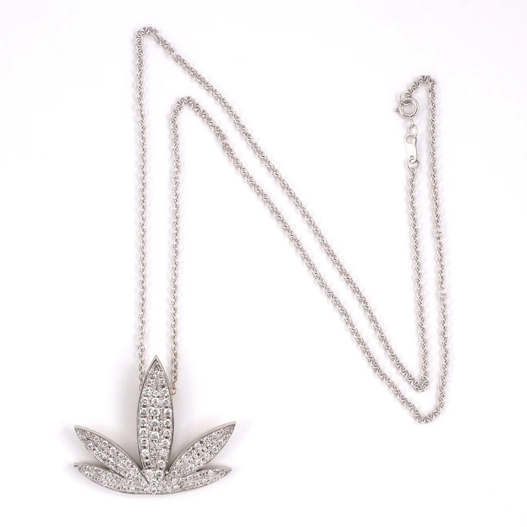 Pavé Diamond Leaf Pendant Necklace