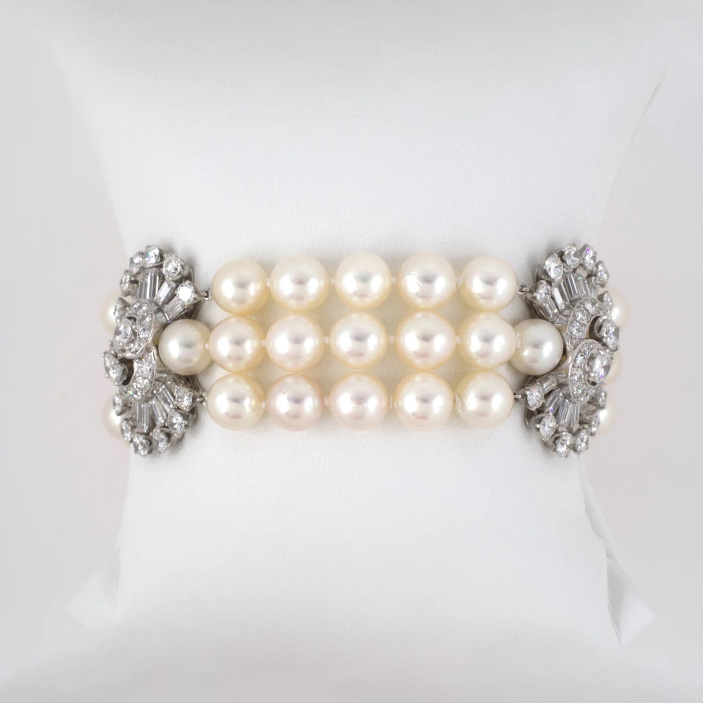 White Akoya Pearl & Diamond Bracelet