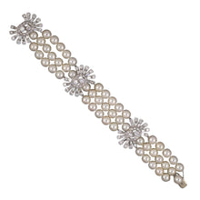 Estate White Akoya Pearl & Diamond Bracelet