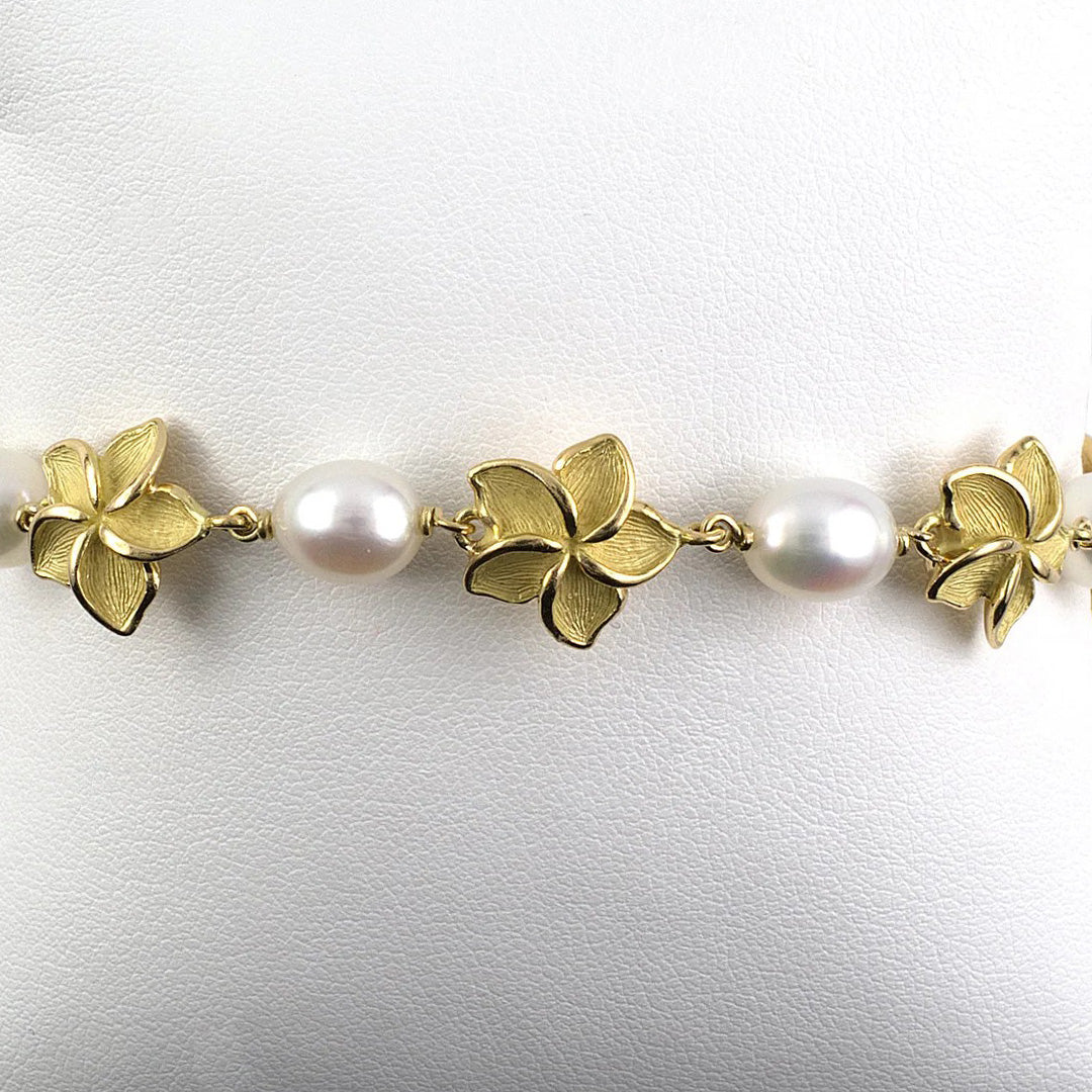 Tiffany Pearl Plumeria Flower Bracelet