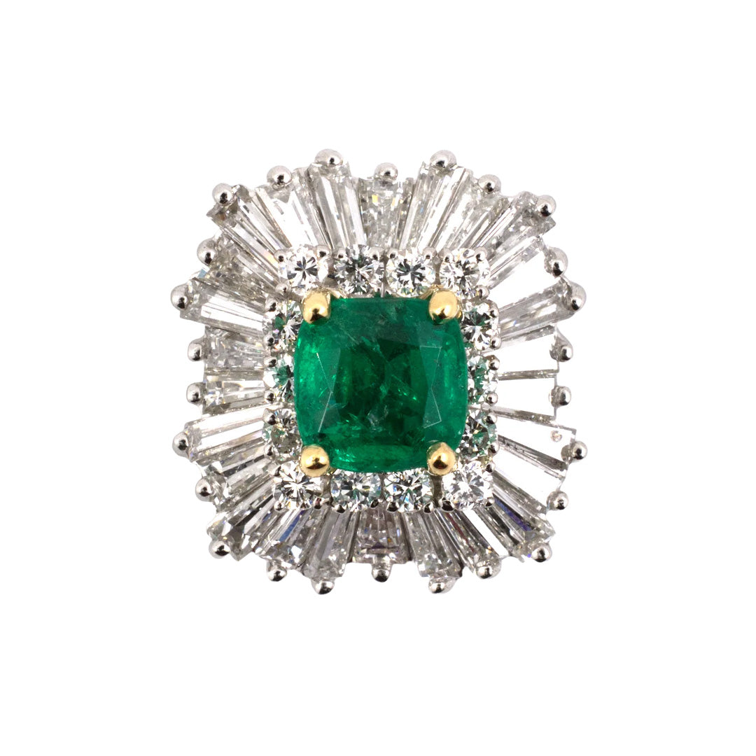 Colombian Emerald & Diamond Ballerina Ring