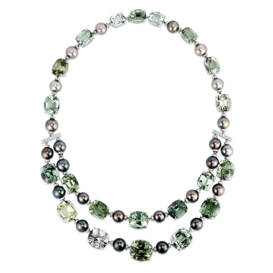 Cicada Tahitian Pearl, Tourmaline & Diamond Necklace