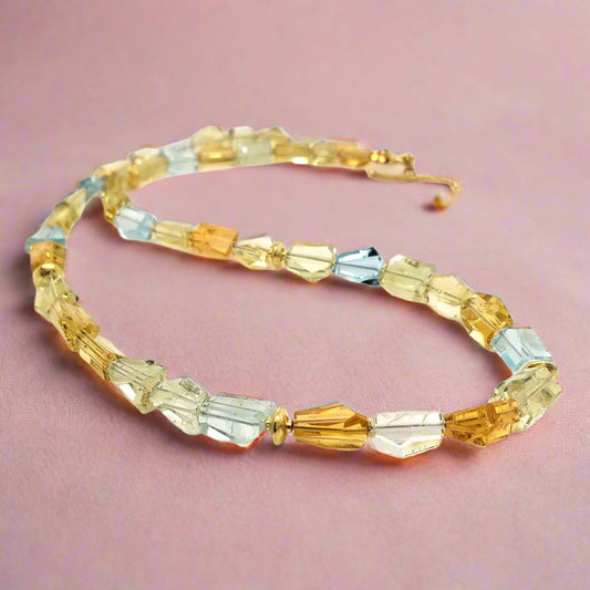 Multi-Color Aquamarine & Beryl Bead Necklace