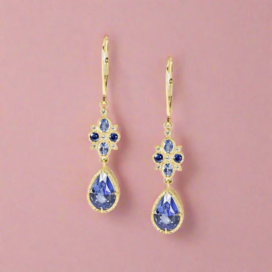 Sapphire & Diamond Floral Charm Earrings