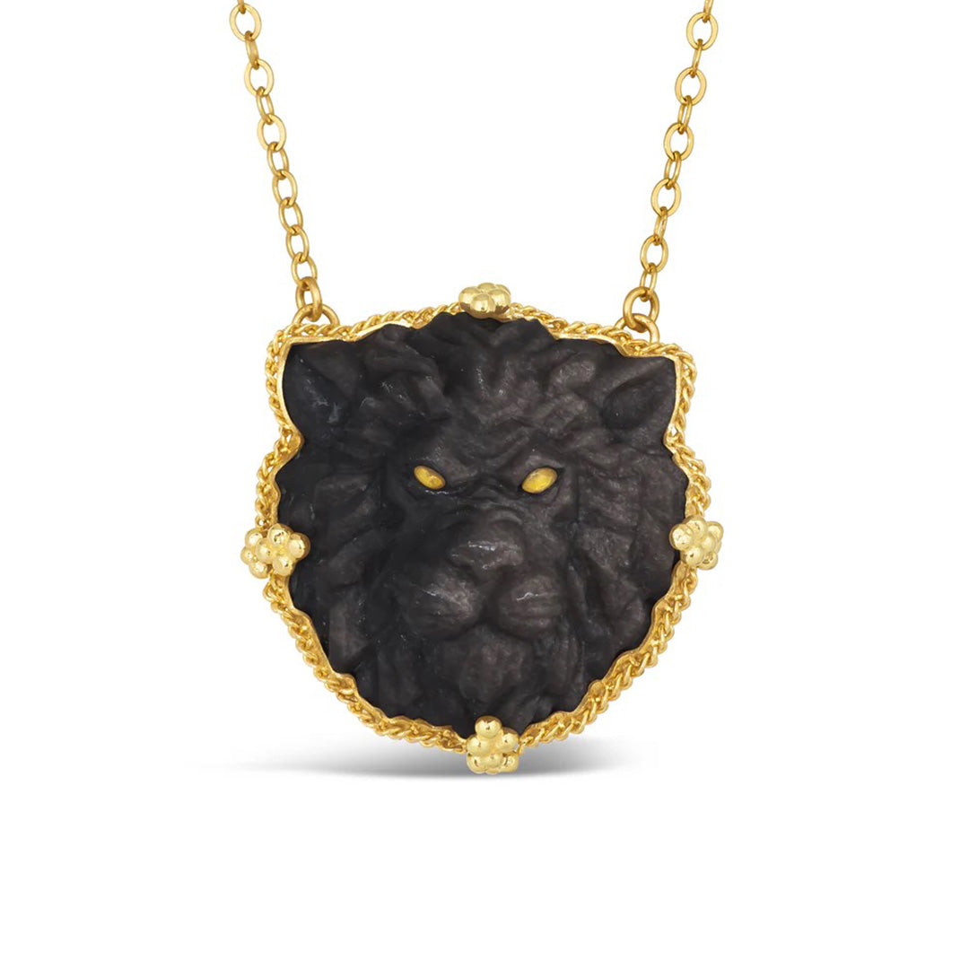 Amáli Carved Obsidian Lion Necklace