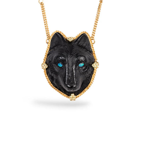 Amáli Black Onyx Wolf Necklace