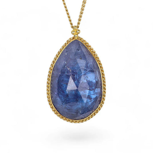 Amáli Large Tanzanite Teardrop Pendant Necklace