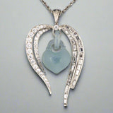 Diamond & Jadeite Bleeding Heart Pendant Necklace
