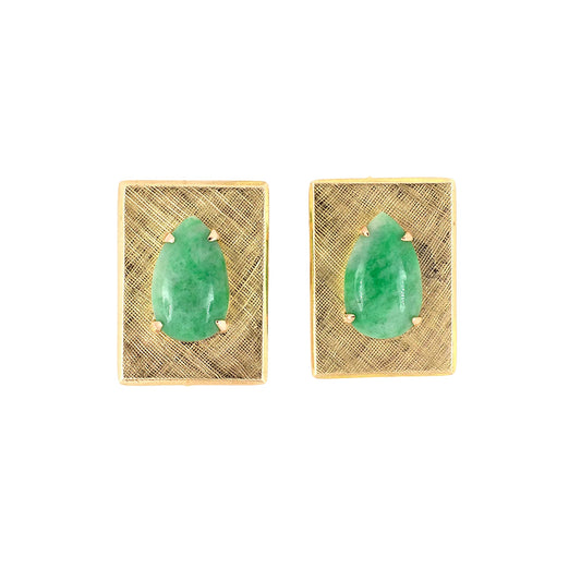 Estate Gold Jadeite Cuff Links