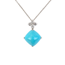 Estate Sugarloaf Turquoise & Diamond Pendant Necklace