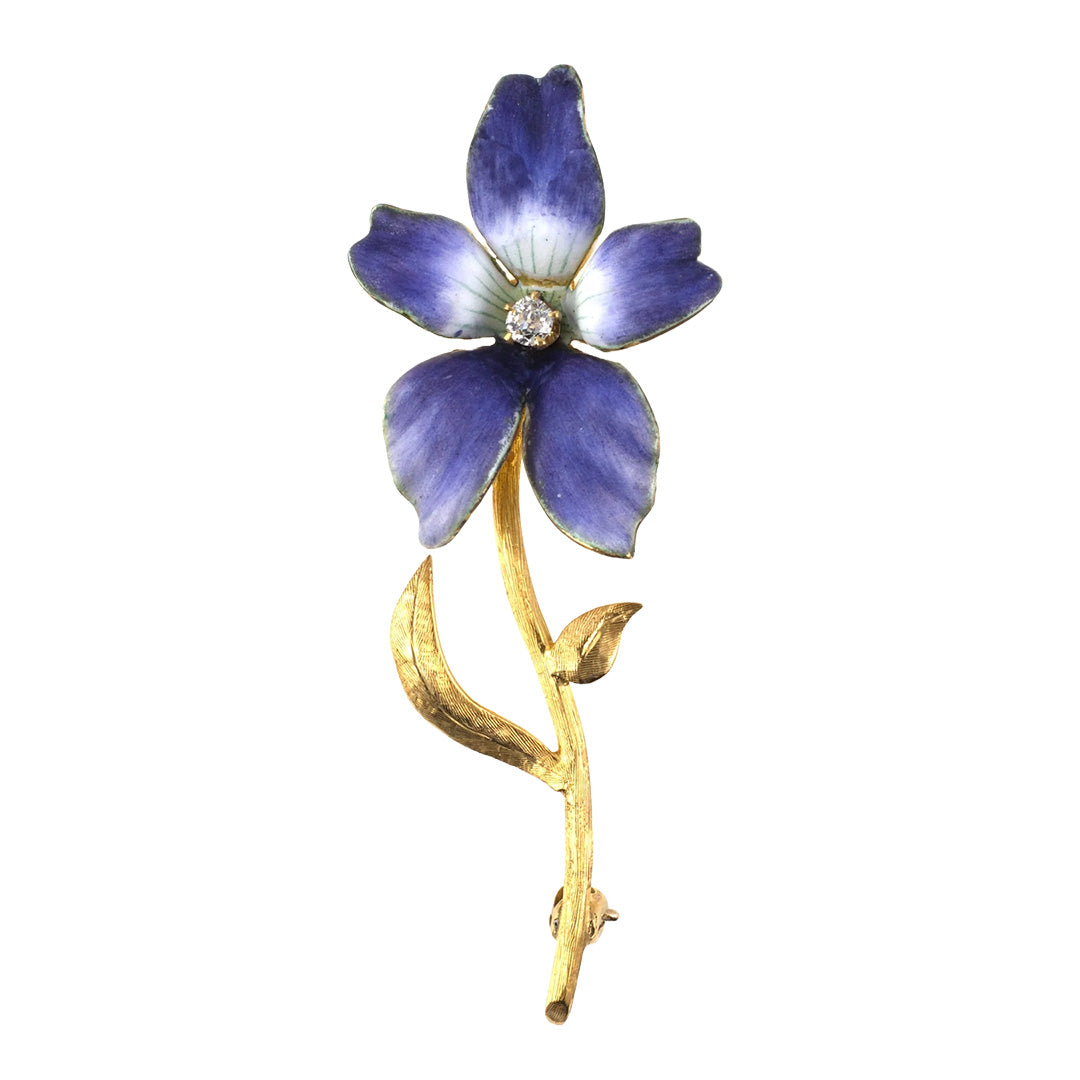 Estate Victorian Pansy Orchid Enamel Pin