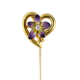 Estate Art Nouveau Enamel Orchid Stick Pin