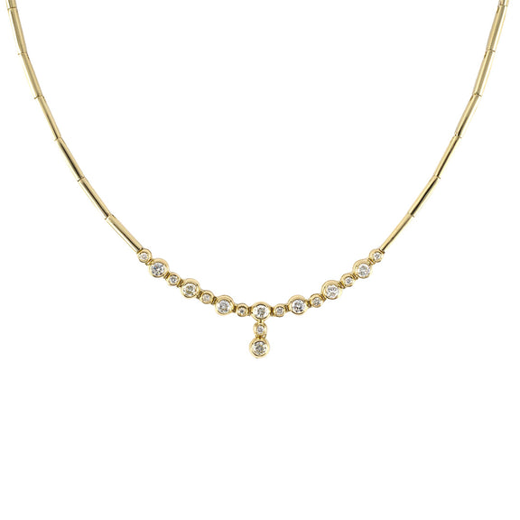 Estate Gold Diamond Bar Link Drop Center Necklace