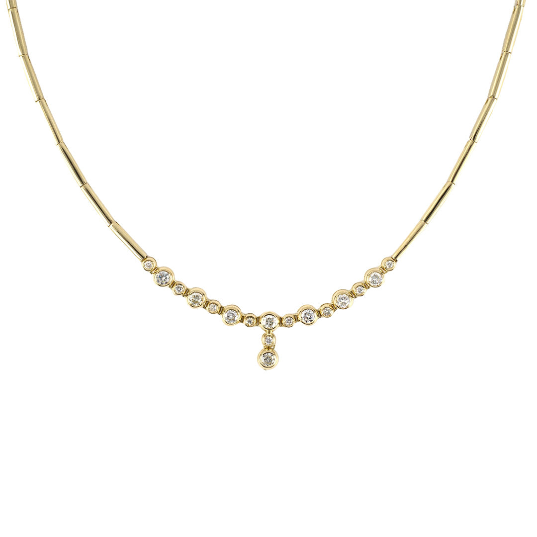 Estate Diamond Drop Center Bar Link Necklace